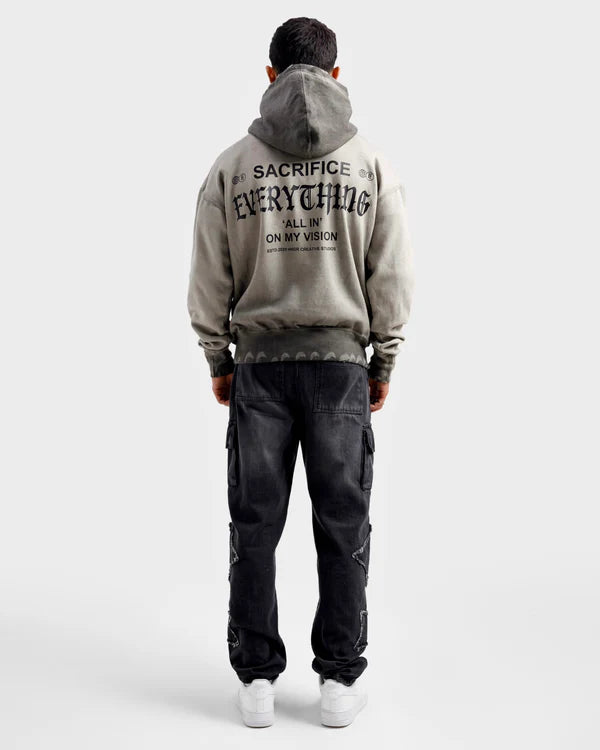 Washed All In On My Vision Distressed Hoodie